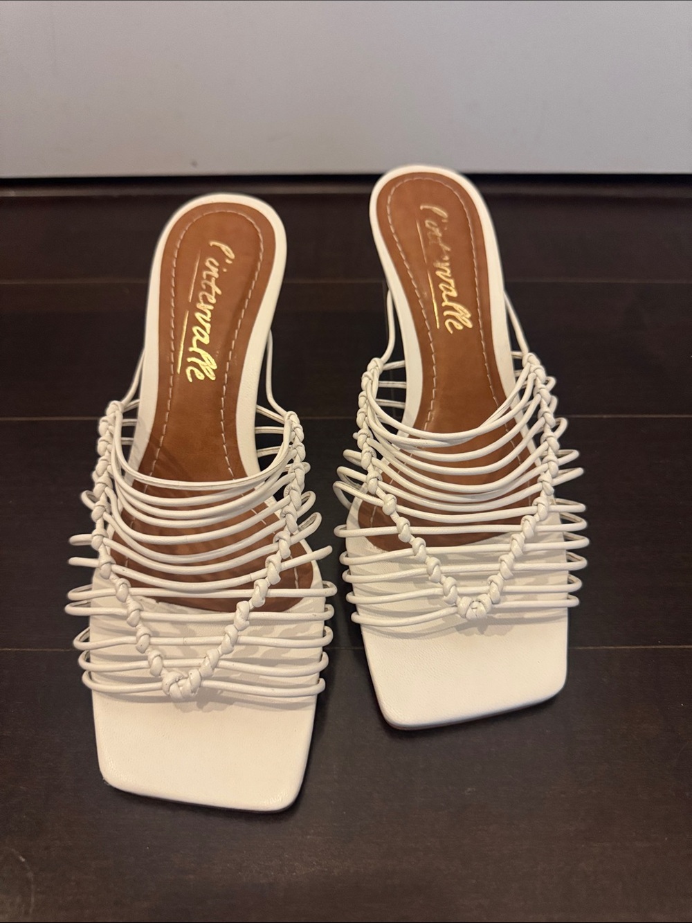 L’Intervalle White Braided Strap Slide Mules
